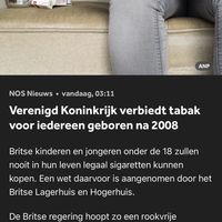 Verenigd Koninkrijk verbiedt tabak