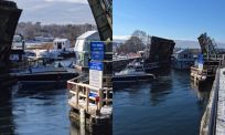 Woonboot raakt los op Cutbridge in Massachusetts