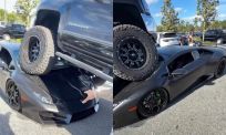 Pickup rijdt Lamborghini overhoop op parkeerplaats in Orlando: Huracán zwaar beschadigd