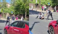 Beelden: verdachte overmeesterd na mesaanval in Golders Green