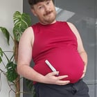 According to his friends hes pregnant with a bucket of chicken 🫃🏻