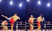 Kickbokser Eddy Vinotti legt tegenstander in no time plat met KO in Milaan