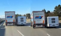 Vrachtwagen en caravan krijgen ruzie op snelweg in Tsjechië: niemand wil toegeven