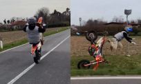 Wheelie-poging eindigt in pijnlijke dubbelklapper