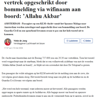 KLM-vlucht opgeschrikt door bommelding