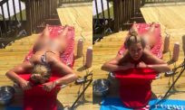 Beth is helemaal blij met haar nieuwe zonnebed