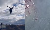 Basejump parachute komt veel te laat, nare landing
